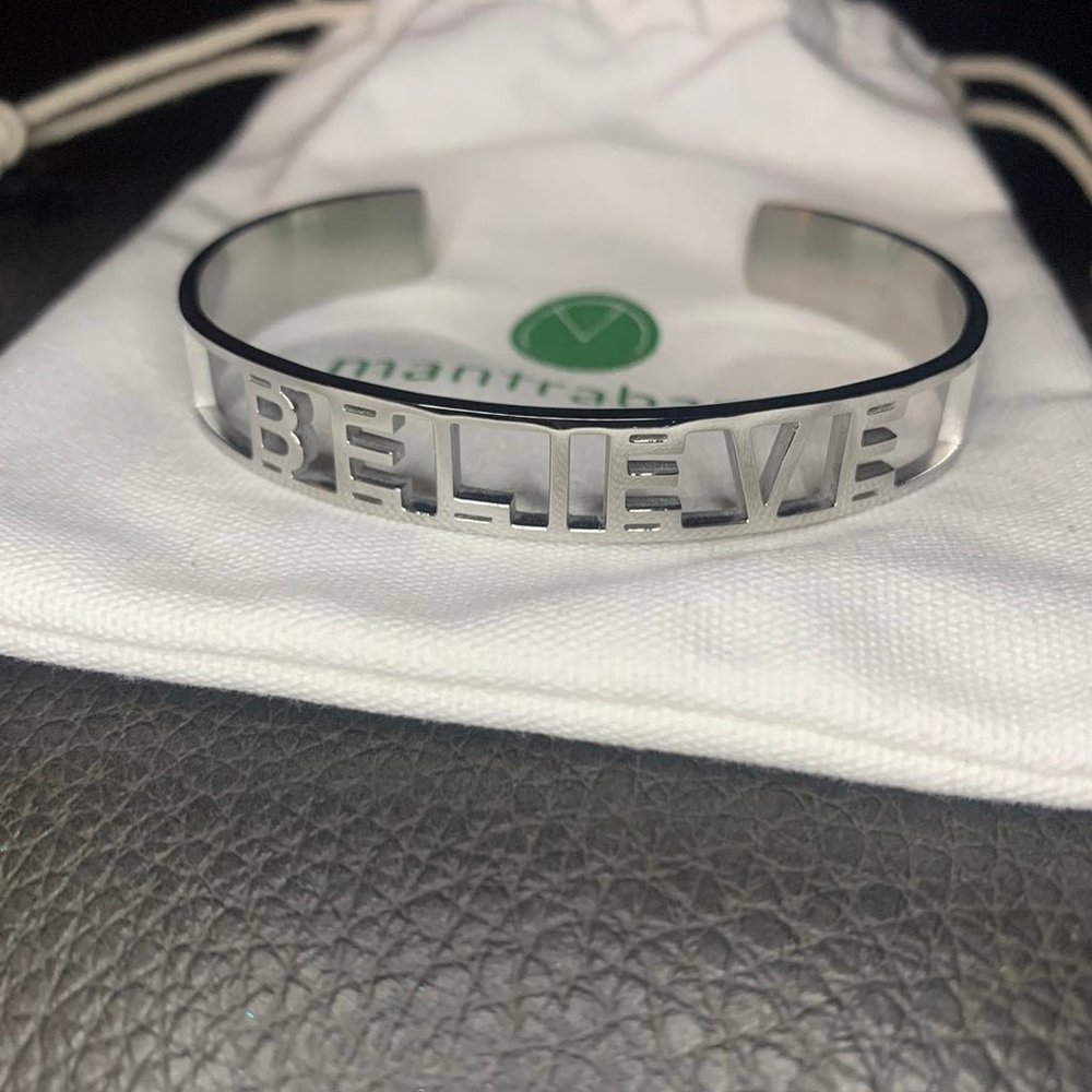 Mantraband  Believe Statement Bracelet - Silver